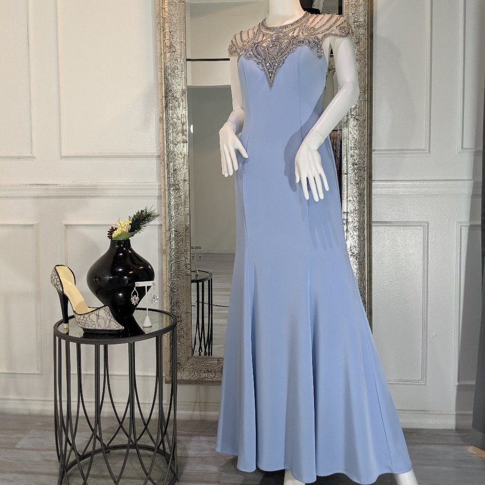 Perry Blue Formal Evening Prom Pageant Dress Gown